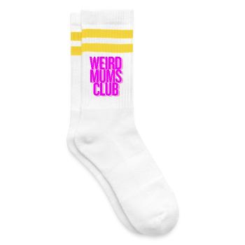 Weird Mums Club - WeirdPeopleLoveThis. - Striped tennis socks - white/yellow - Right