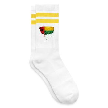 GuineaBissau Paint Drop Flag - Striped tennis socks - white/yellow - Right