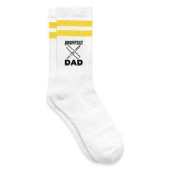 Architecture Papa - Striped tennis socks - white/yellow - Right