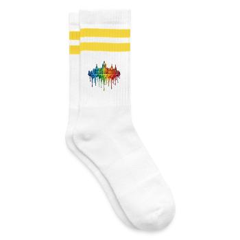 Hanover mit farbenfroh verlaufender Farbe - Gestreifte Tennissocken - Weiß/Gelb - Rechts