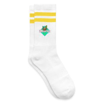 Moorea Französisch-Polynesien Insel Souvenir - Gestreifte Tennissocken - Weiß/Gelb - Rechts
