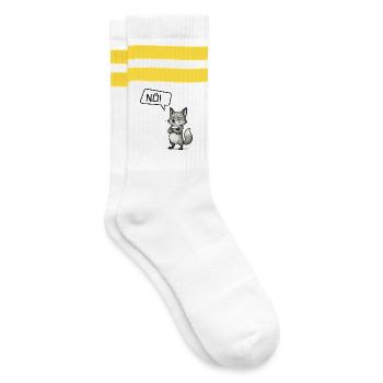 Nope! Fuchs – Clever stubborn person says no - Striped tennis socks - white/yellow - Right