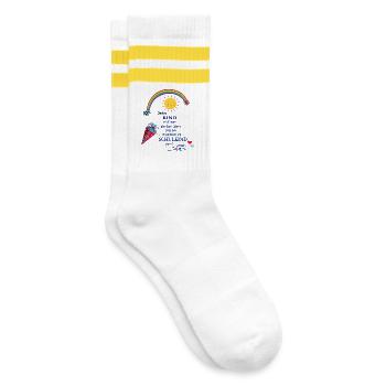 Schulkind  - Gestreifte Tennissocken - Weiß/Gelb - Rechts