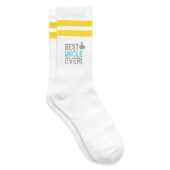 Best Uncle Ever for Uncle Design with Thumbs Up - Striped tennis socks - white/yellow - Right