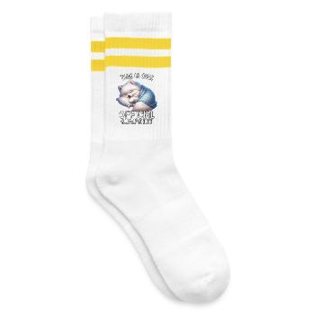 Lustiges Spitz Schlafshirt - Gestreifte Tennissocken - Weiß/Gelb - Rechts