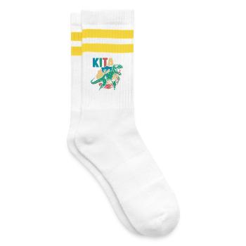 Kita Erste Klasse Dinosaurier Schüler Kindergarten - Gestreifte Tennissocken - Weiß/Gelb - Rechts