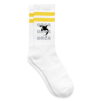 Orques Orques Océan Vie marine Orque - Chaussettes de tennis - blanc/jaune - Droite