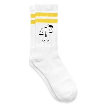 Dr. jur. Waage Doktorhut - Gestreifte Tennissocken - Weiß/Gelb - Rechts
