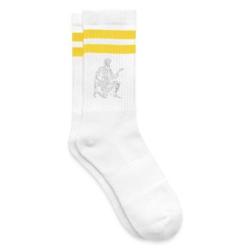 Marcus Aurelius plays guitar - Striped tennis socks - white/yellow - Right