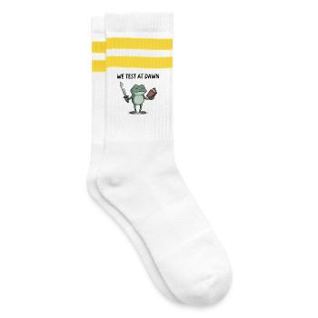 Dawn Frog Warrior: Sword and Book - Striped tennis socks - white/yellow - Right