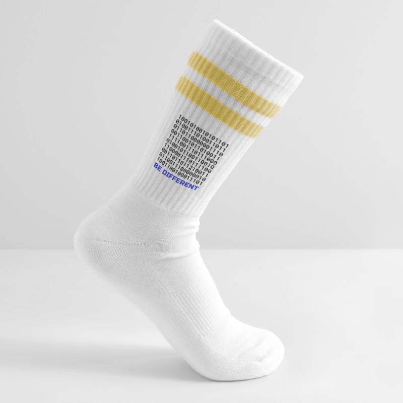 Be Different: Binary Pattern with Message Striped tennis socks