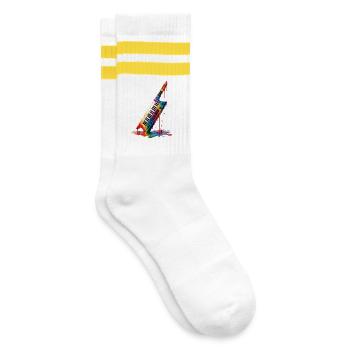 Keytar with dripping colors - Striped tennis socks - white/yellow - Right