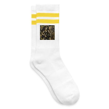 Cubist metal guitarist - Striped tennis socks - white/yellow - Right