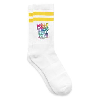 Malle 2026 Mallorca Holiday Party Summer - Striped tennis socks - white/yellow - Right