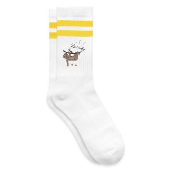 not today Faultier - Gestreifte Tennissocken - Weiß/Gelb - Rechts