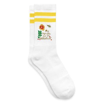 my Garden is my Valentine - Striped tennis socks - white/yellow - Right