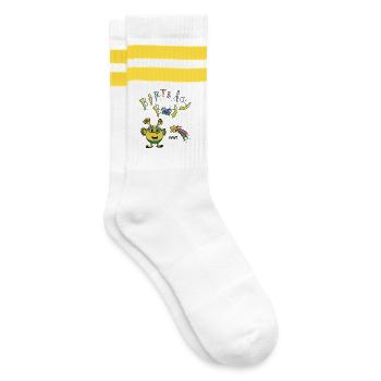 Birthday Boy Geburtstag - Gestreifte Tennissocken - Weiß/Gelb - Rechts