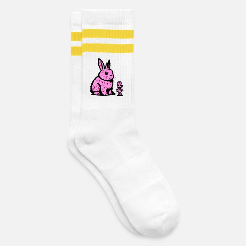 Hasenprinzessin - Gestreifte Tennissocken - Weiß/Gelb