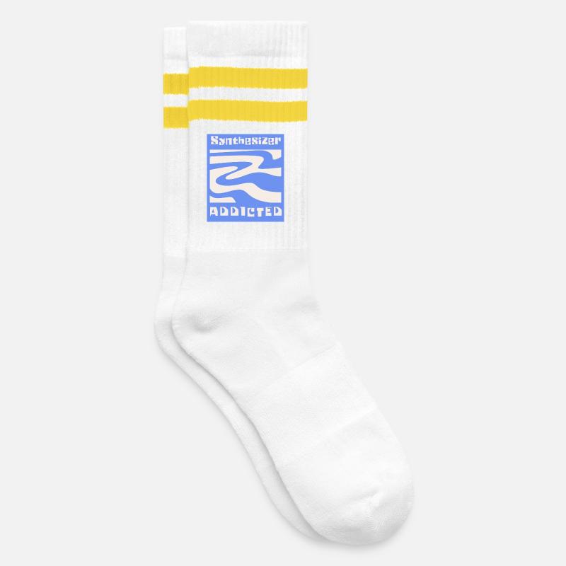 Synthesizer addicted Synth Modular - Gestreifte Tennissocken - Weiß/Gelb
