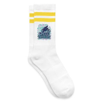 Speed Therapy - Motorcycle - Striped tennis socks - white/yellow - Right