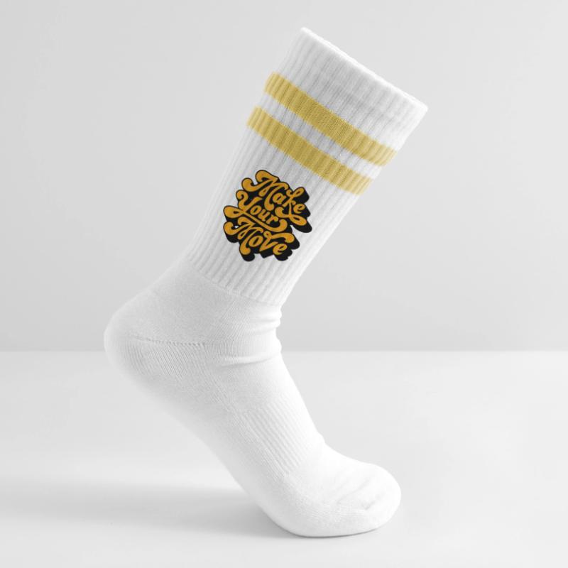 Make Your Move Retro Script Striped tennis socks
