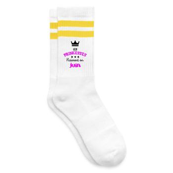 Princesse née en Juin Super Cadeau Anniversaire - Chaussettes de tennis - blanc/jaune - Droite