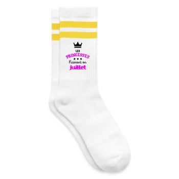 Princesse née en Juillet Joli Cadeau Naissance - Chaussettes de tennis - blanc/jaune - Droite