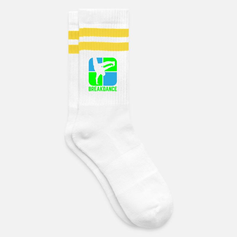 Breakdancing - Striped tennis socks - white/yellow