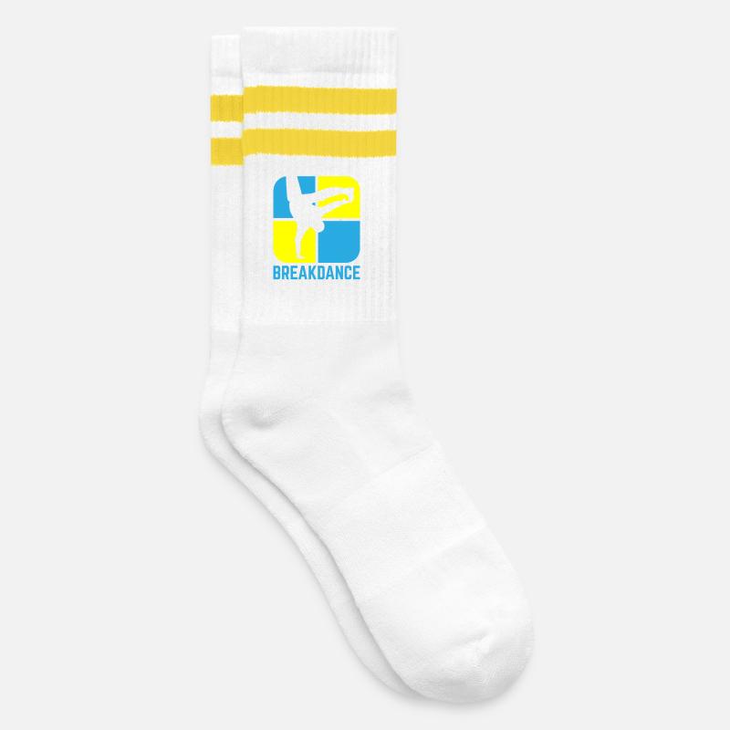 Breakdancing - Striped tennis socks - white/yellow