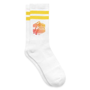 Joueurs de pickleball Fans avec des joueurs de pickleball - Chaussettes de tennis - blanc/jaune - Droite
