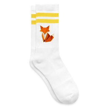 Fox Polygon Geometry Design - Striped tennis socks - white/yellow - Right