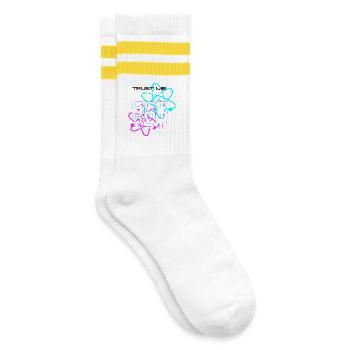 Trust me, my mom's a scientist - Gestreifte Tennissocken - Weiß/Gelb - Rechts