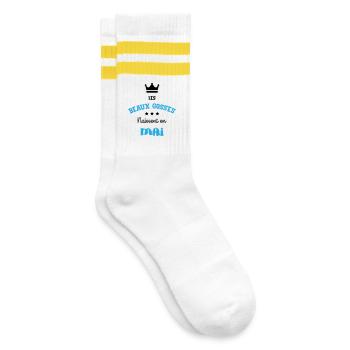 Cadeau naissance bébé garçon Mai Beaux Gosses BG - Chaussettes de tennis - blanc/jaune - Droite