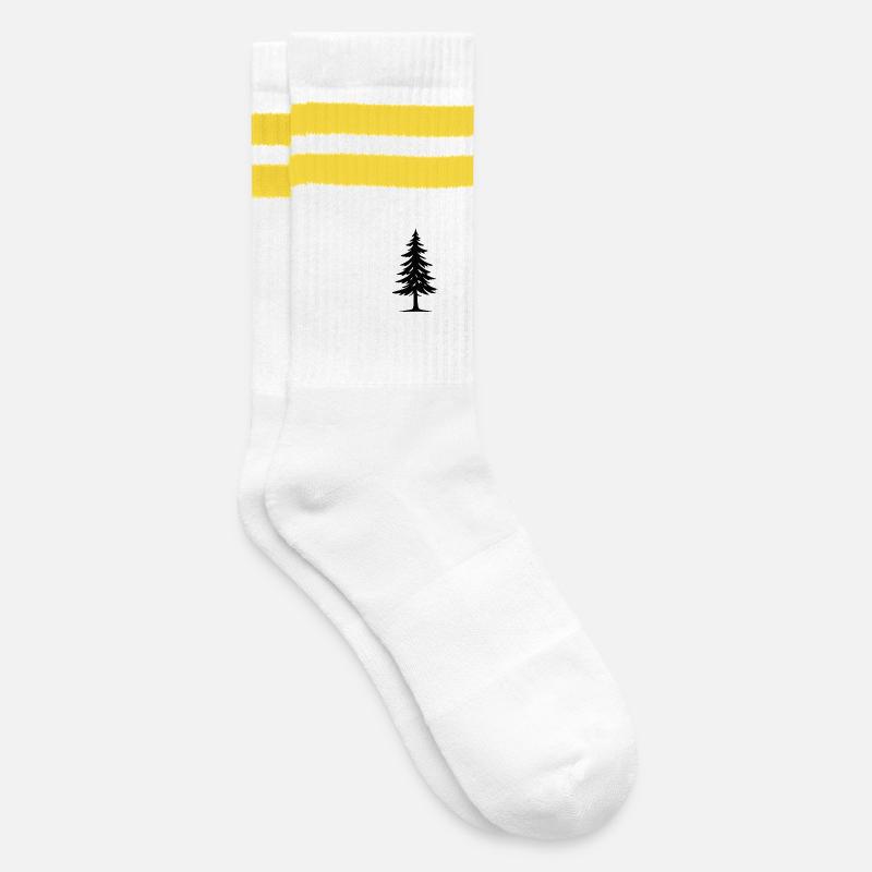 spruce - Striped tennis socks - white/yellow