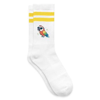 Perroquet coloré en lunettes de soleil - Chaussettes de tennis - blanc/jaune - Droite