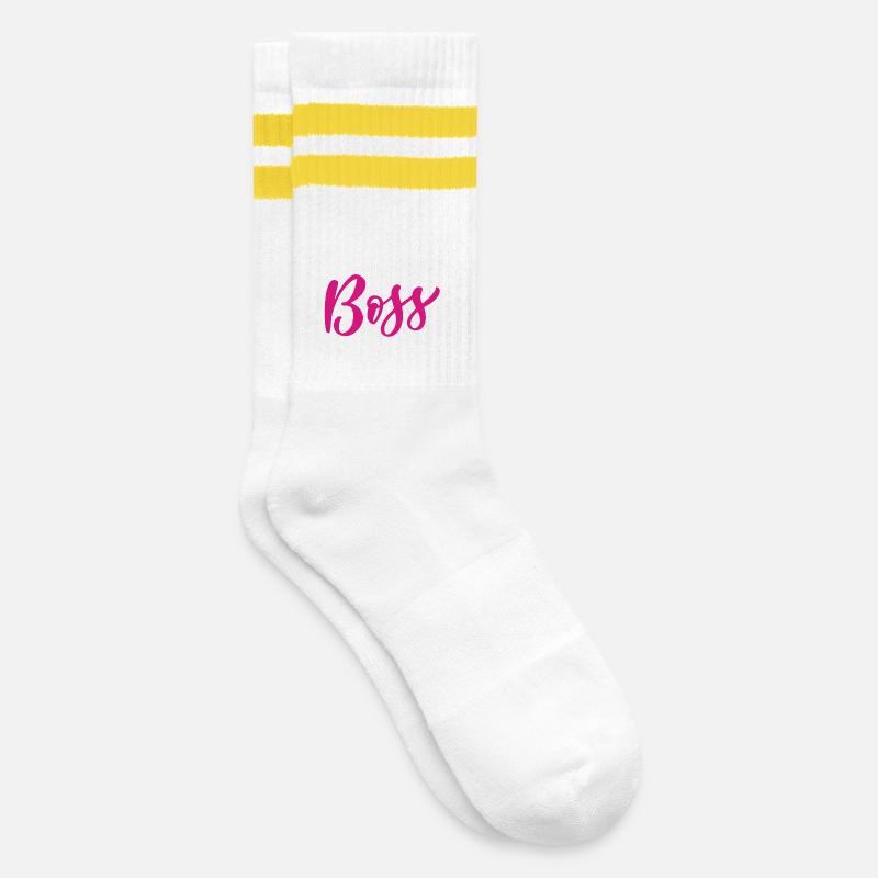 Mädchen - Gestreifte Tennissocken - Weiß/Gelb