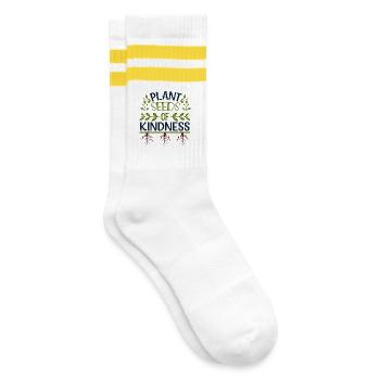Samen der Güte pflanzen - Gestreifte Tennissocken - Weiß/Gelb - Rechts