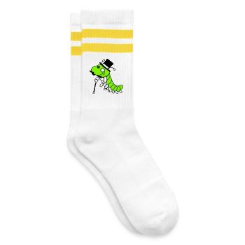 Caterpillar Sir Lord Rich Monocle Glasses Top Hat - Striped tennis socks - white/yellow - Right