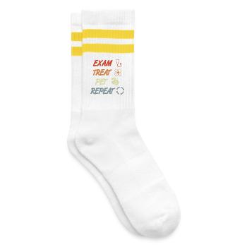 Exam Treat Pet Repeat - Striped tennis socks - white/yellow - Right