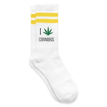 J'aime le cannabis - Chaussettes de tennis - blanc/jaune - Droite