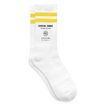 System Error Backprint – Aesthetic Mental Health - Gestreifte Tennissocken - Weiß/Gelb - Rechts