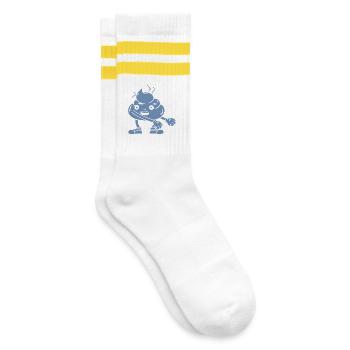 Funny poop pile dancing - Striped tennis socks - white/yellow - Right