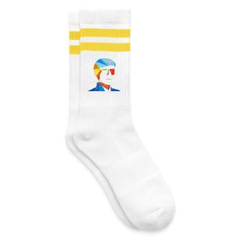 human face - Striped tennis socks - white/yellow - Right