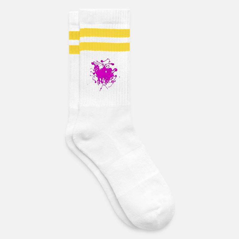 Pink.Splash - Gestreifte Tennissocken - Weiß/Gelb