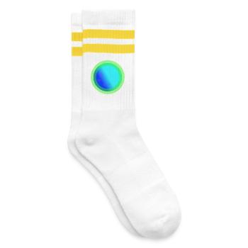 Himmlisches blaues Sternbild - Gestreifte Tennissocken - Weiß/Gelb - Rechts