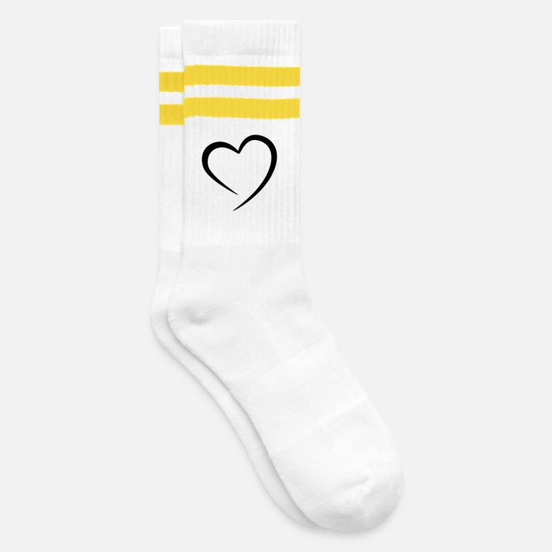 Herz - Gestreifte Tennissocken - Weiß/Gelb