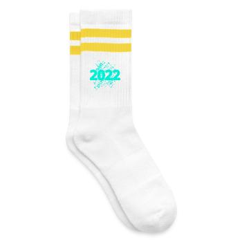 2022 - Gestreifte Tennissocken - Weiß/Gelb - Rechts