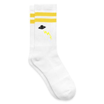UFO Invasion Lightning Attack Alien Vector - Striped tennis socks - white/yellow - Right