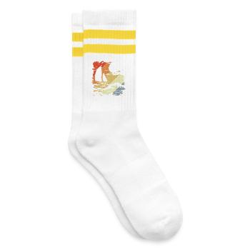 Segeln Vintage Look - Gestreifte Tennissocken - Weiß/Gelb - Rechts