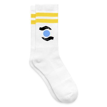 Monde de la Balle de Protection des Mains - Chaussettes de tennis - blanc/jaune - Droite